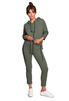 B240 Spodnie z ozdobnymi zamkami - khaki
