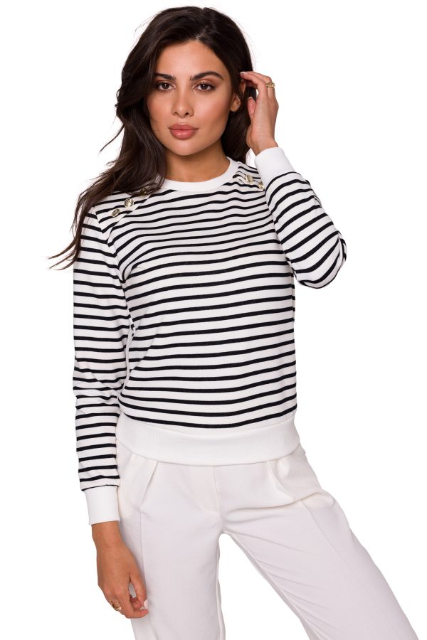 B251 Bluza w paski z ozdobnymi guzikami - model 1