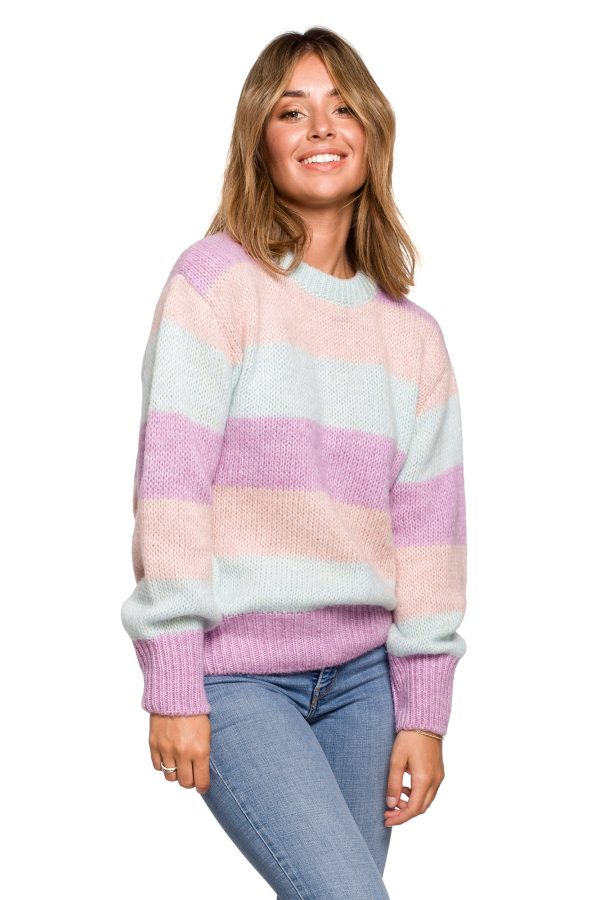 BK071 Sweter w pasy wielokolorowe - model 1 z wełną ❤