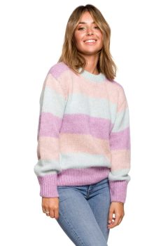 BK071 Sweter w pasy wielokolorowe - model 1 z wełną ❤