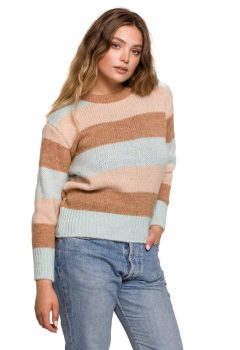 BK071 Sweter w pasy wielokolorowe - model 2 z wełną ❤