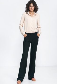 Czarne spodnie typu bootcut - SD80
