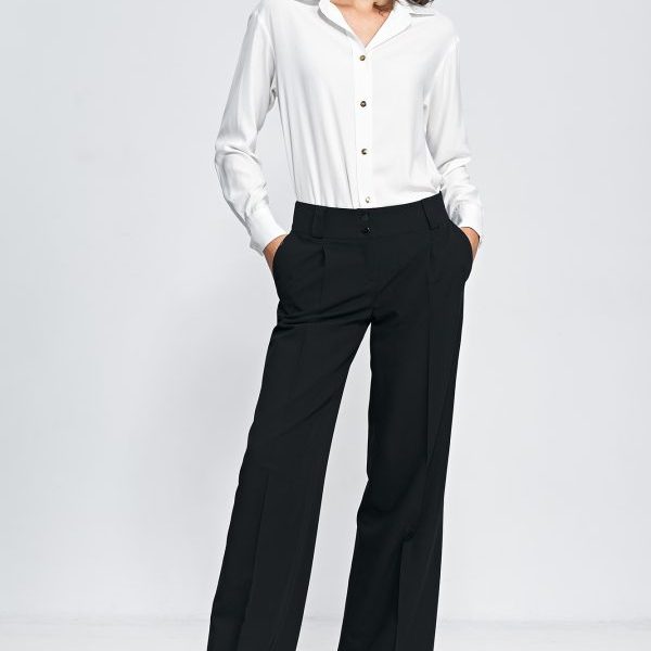 Czarne spodnie typu wide leg - SD81
