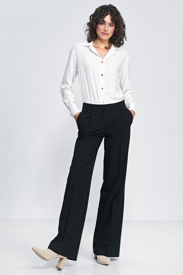 Czarne spodnie typu wide leg - SD81