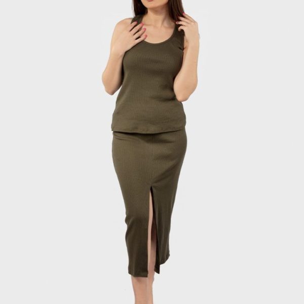 DK-K-P2 KHAKI BAWEŁNA PRĄŻKI