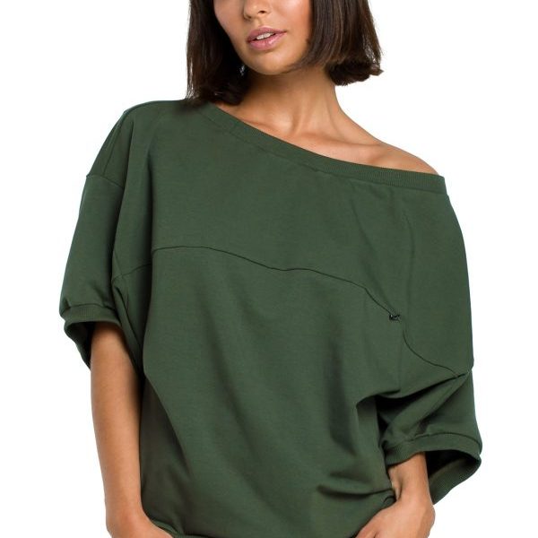 B079 Bluza z kimonowymi rękawami khaki