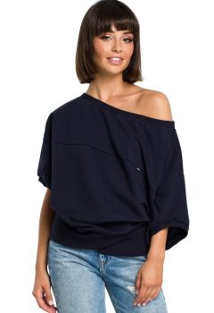 B079 Bluza z kimonowymi rękawami granatowa