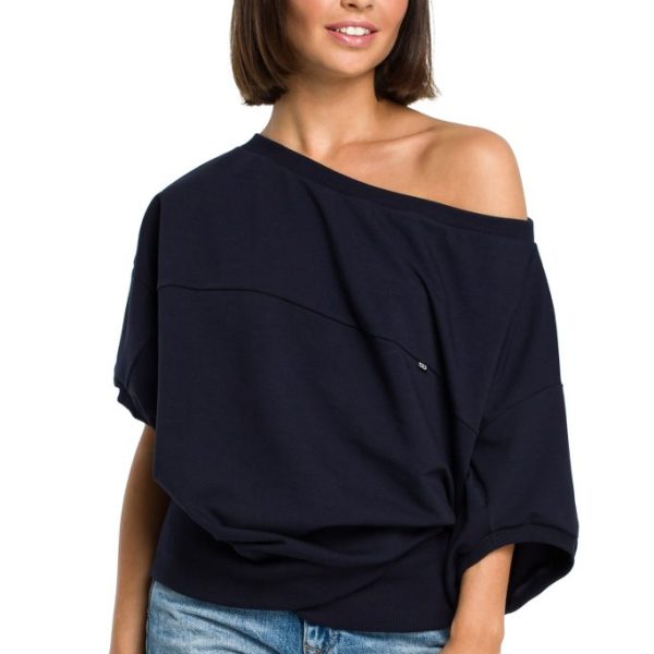 B079 Bluza z kimonowymi rękawami granatowa