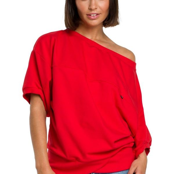 B079 Bluza z kimonowymi rękawami czerwona