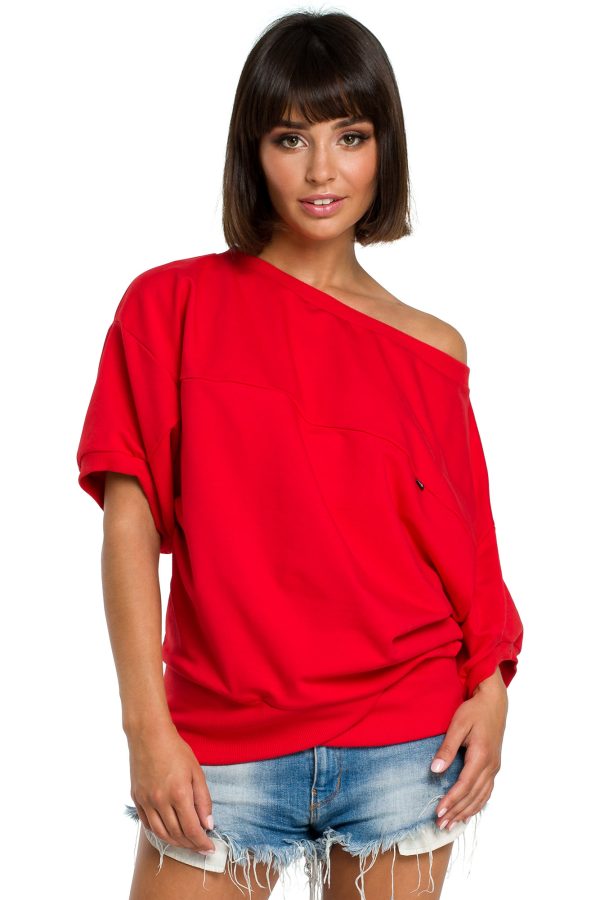 B079 Bluza z kimonowymi rękawami czerwona