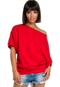 B079 Bluza z kimonowymi rękawami czerwona