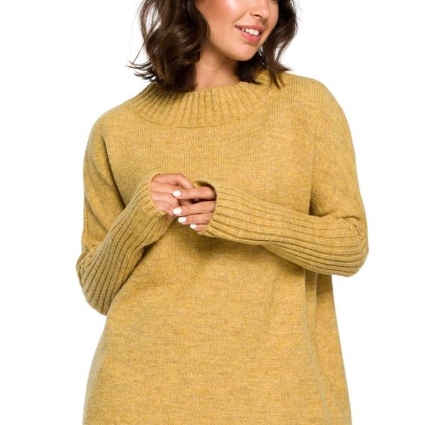 BK009 Sweter zakładany przez głowę - musztardowy