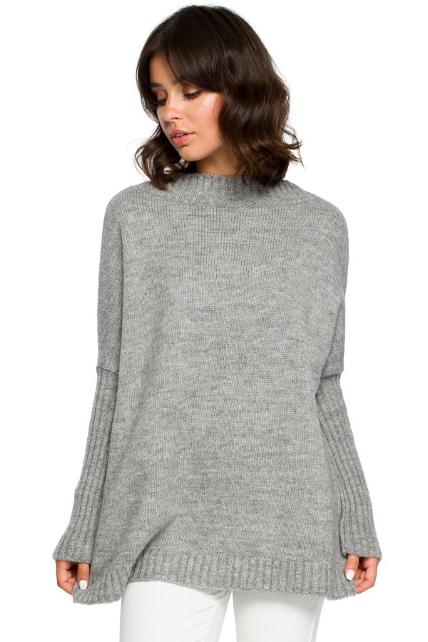 BK009 Sweter zakładany przez głowę - szary