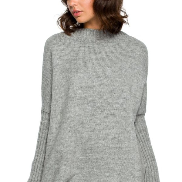 BK009 Sweter zakładany przez głowę - szary