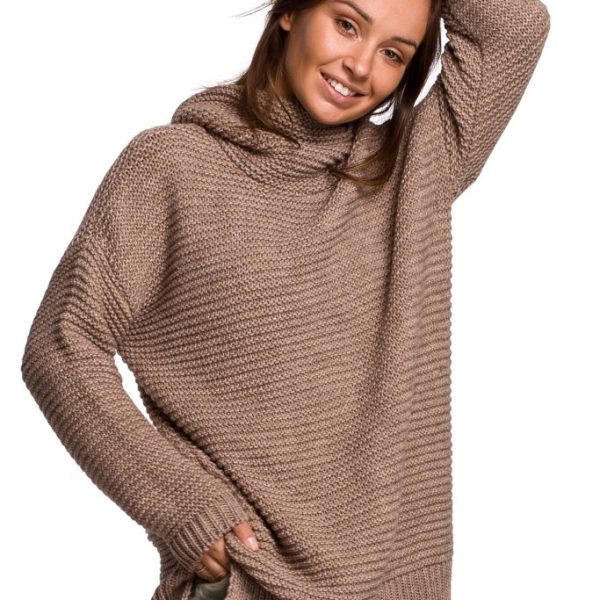 BK047 Sweter oversize z golfem - cappuccino