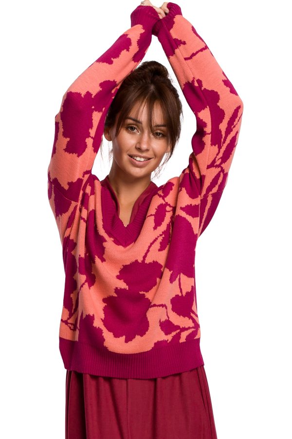 BK056 Sweter w kwiaty - model 4