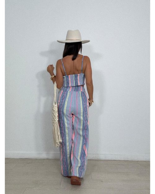 Komplet boho w paski – top + spodnie